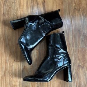 Zara Glossy Black Heeled Boots